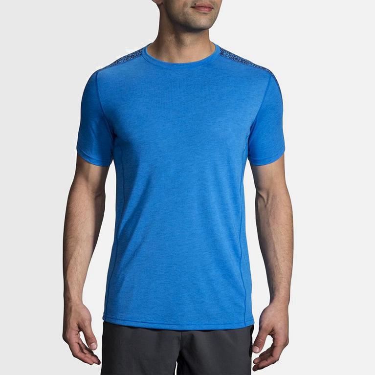 Brooks Distance - Camisetas Manga Corta Hombre - Azules (BFQR-73896)